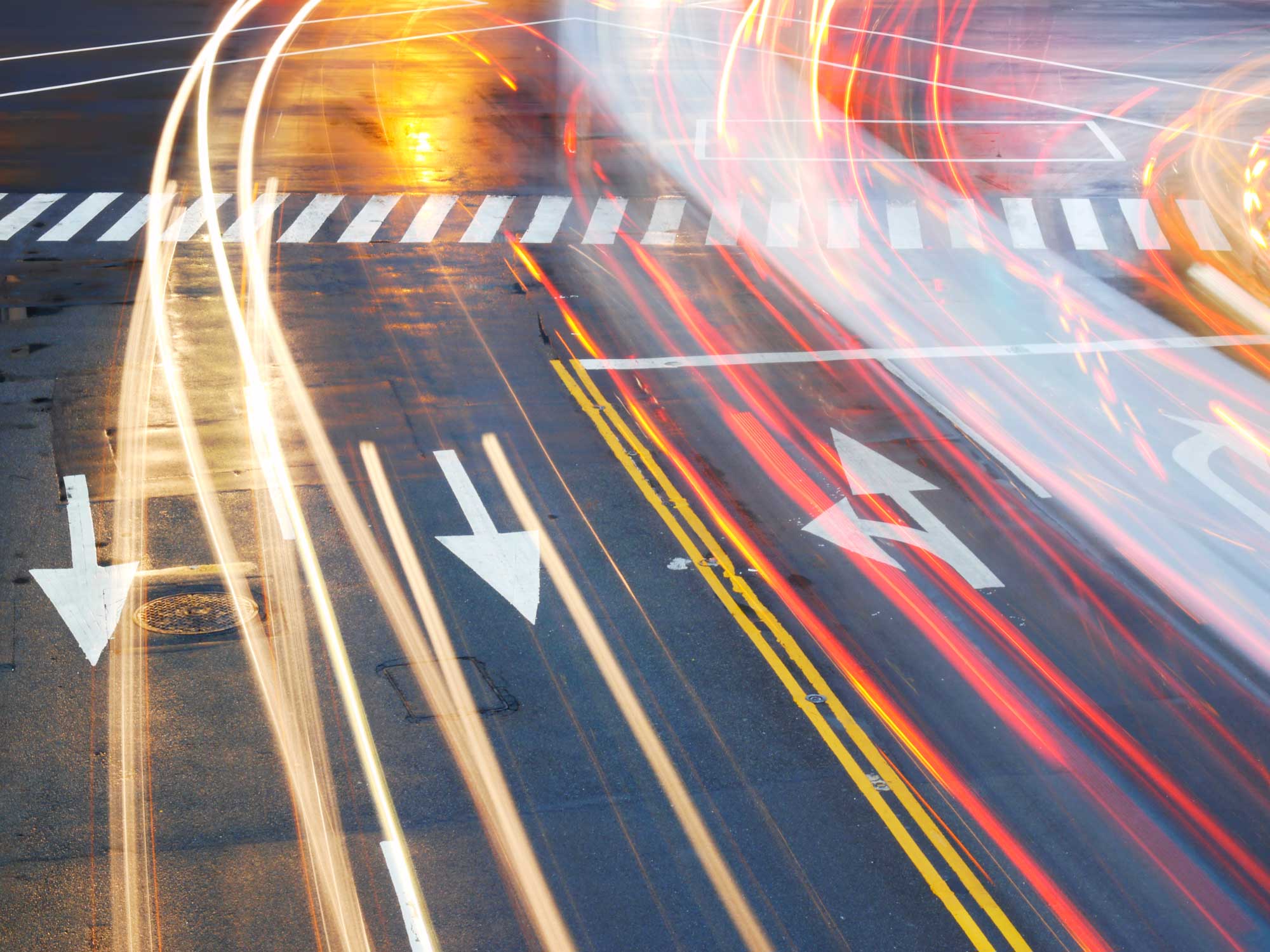 Abstract photo of two way street.